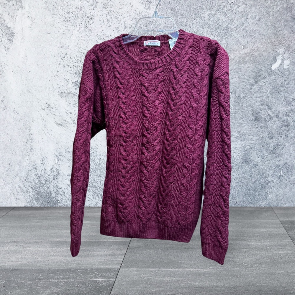 Talbots Women’s Wool Cable Knit Sweater - Plum EUC